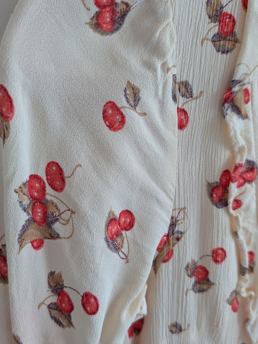 For Love & Lemons Cream Mini Dress with Red Cherry Print - Picture 2 of 6